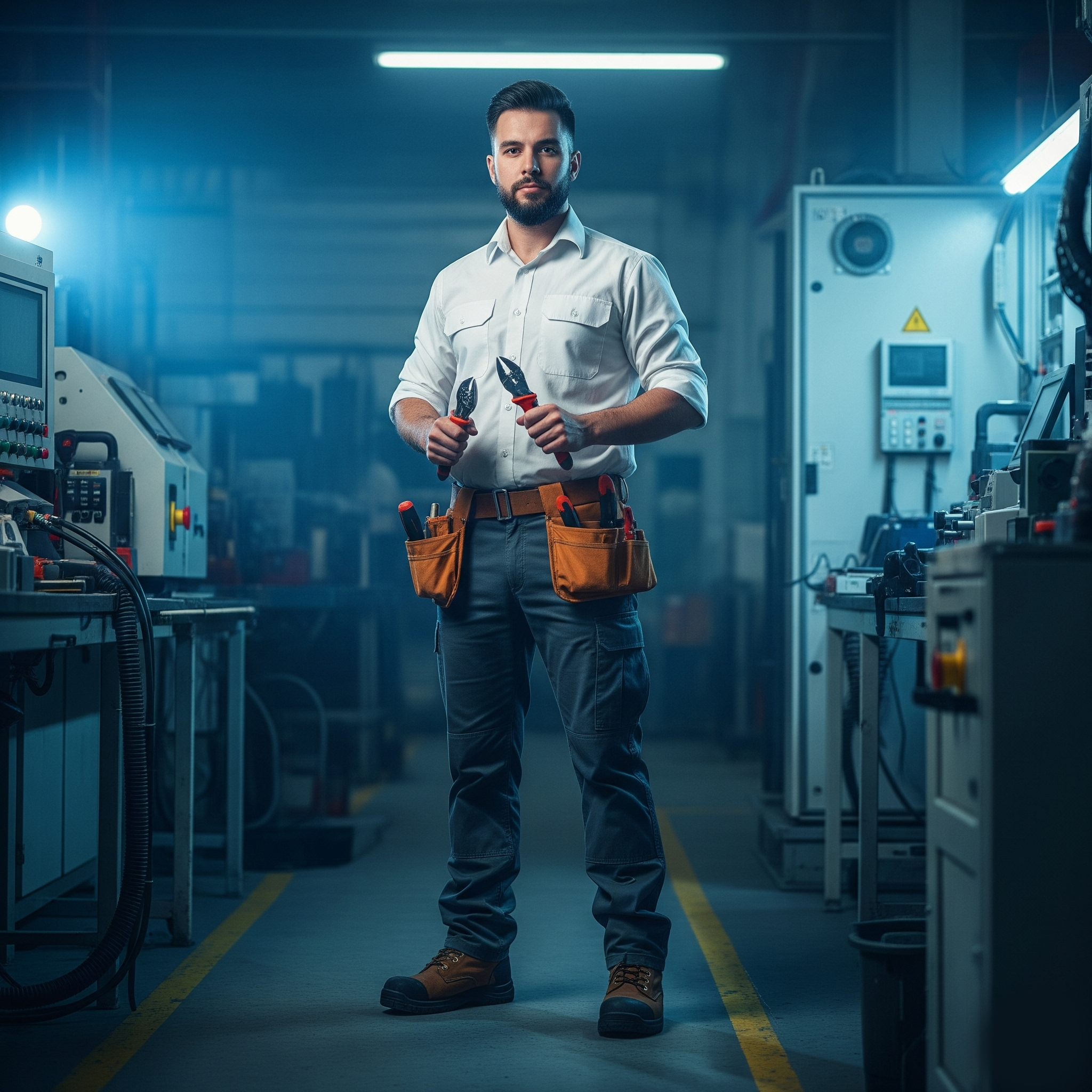 Electrician is working